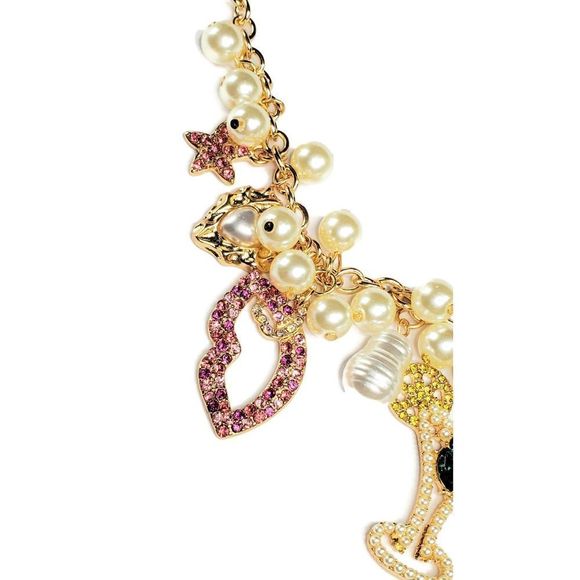 Charm Necklace Starfish Lips Cocktail Heart Lime Pearl Pendant Necklace - Picture 6 of 11